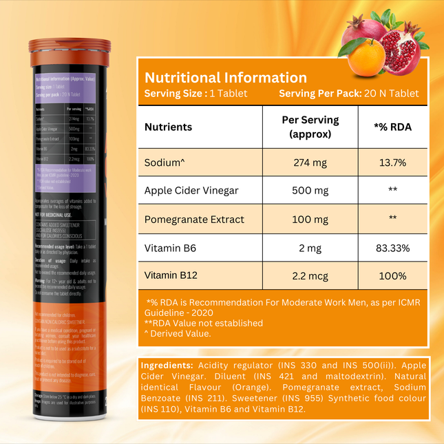 Apple Cider Vinegar – Weight Loss | Orange Flavour | 20 Tablets