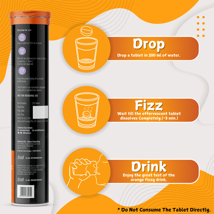 Vitamin C & Zinc Effervescent - Immune Support | Orange Flavour | 20 Tablets
