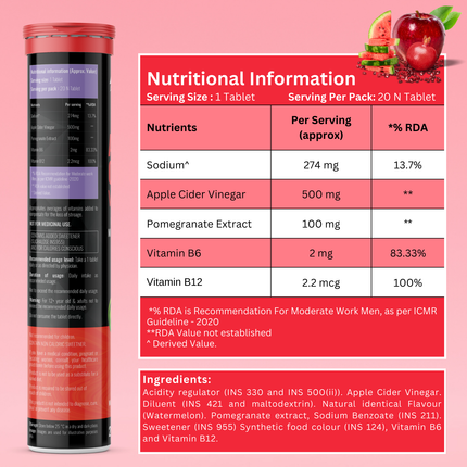 Apple Cider Vinegar – Weight Loss | Watermelon Flavour | 20 Tablets