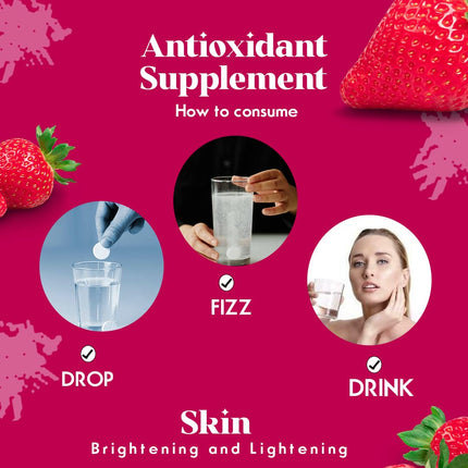 Glutathione Vitamin C Effervescent - Skin Glow | Strawberry Flavour | 15 Tablets