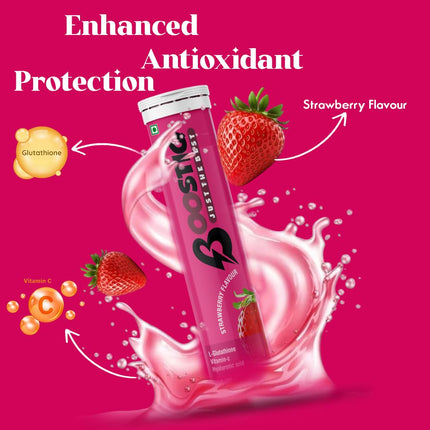 Glutathione Vitamin C Effervescent - Skin Glow | Strawberry Flavour | 15 Tablets