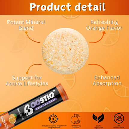 Magnesium Effervescent - Bone and Muscle Health | Orange Flavour | 20 Tablets