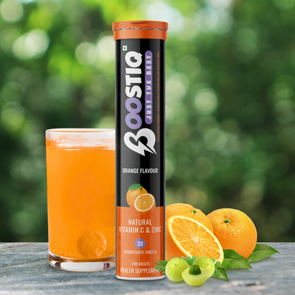 Vitamin C & Zinc Effervescent - Immune Support | Orange Flavour | 20 Tablets